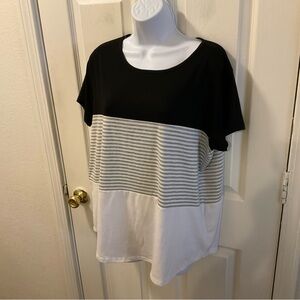Black and White Striped Women's Top